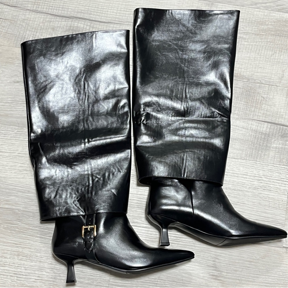Vaila Monica Wide Calf Black Knee-High Women's Boots, 11 - Picture 2 of 7